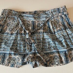 Boom Boom Jeans Blue Paisley Tie-Front Shorts